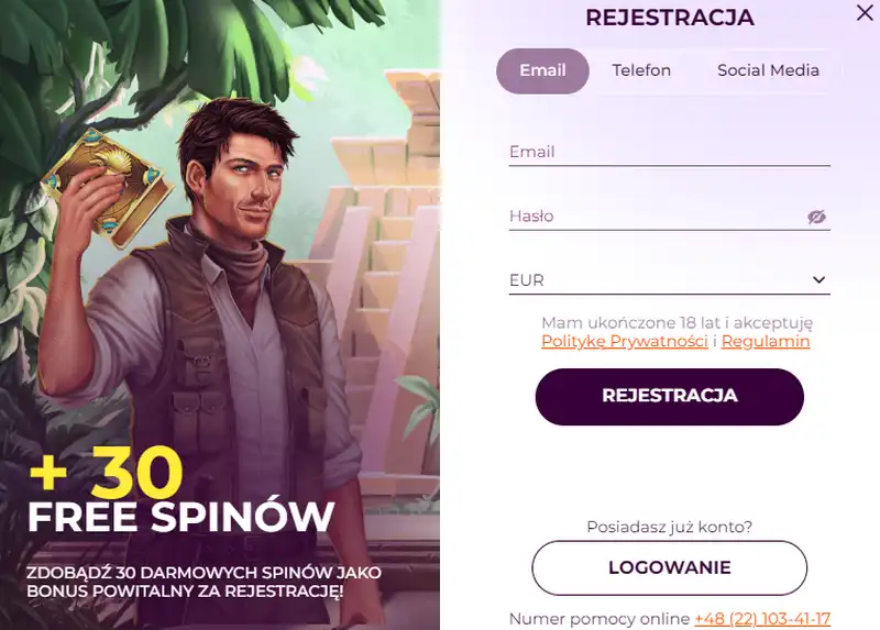 Registration in Kasyno AllRight