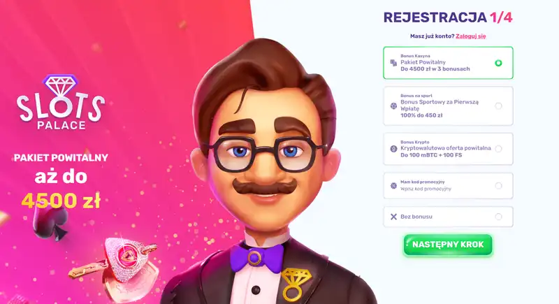 Strona Rejestracji w Casino Slots Palace
