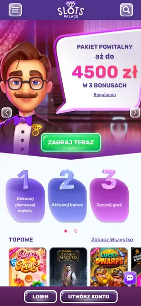 Widok SlotsPalace z Poziomu Smartfona 